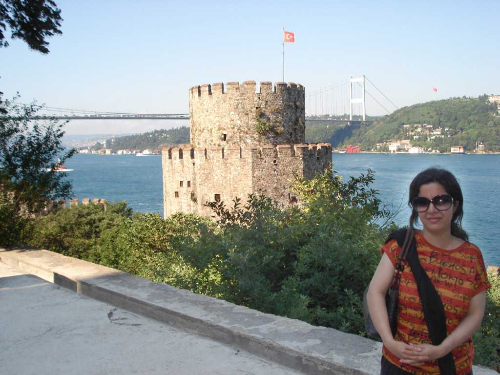  A view from Rumeli fortress of the Bosphorus Sea and bridge that seperates Europe and Asia