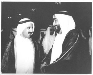 Khalaf Ahmad Al Habtoor with H.H. Sheikh Khalifa bin Zayed Al Nahayan in the late 80s.