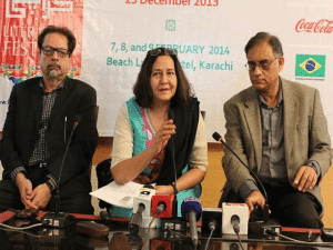 Director Karachi Literature Festival Ms. Ameena Saiyid OBE along with KLF Mr. Asif Farrukhi and President of The Arts Council of Pakistan, Mr. Ahmad